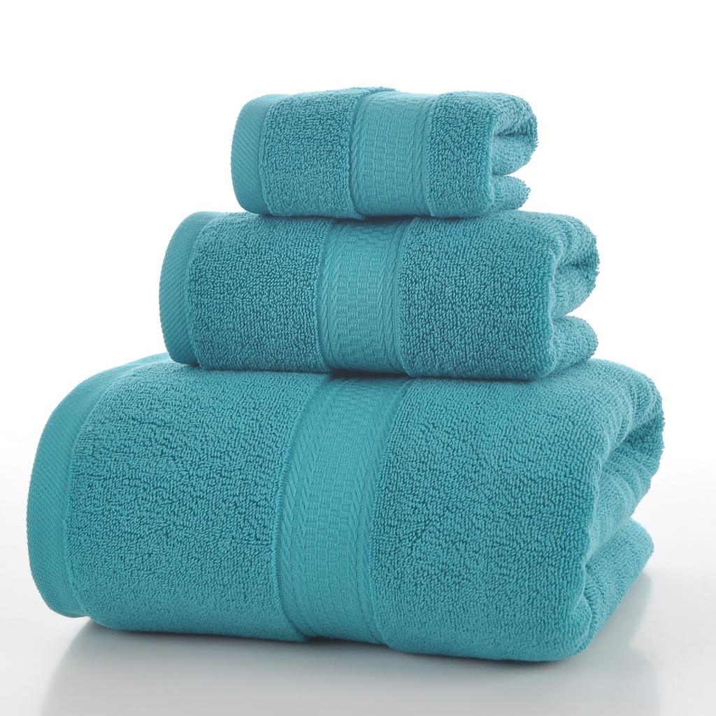Style, plain cotton towel, three-piece household towel, soft and absorbent.