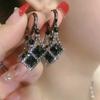 Fashion Black Crystal Inlaid Zircon Earrings Women's Exquisite Mysterious Charm Prom Accessories Party Jewelry Anniversary Gifts