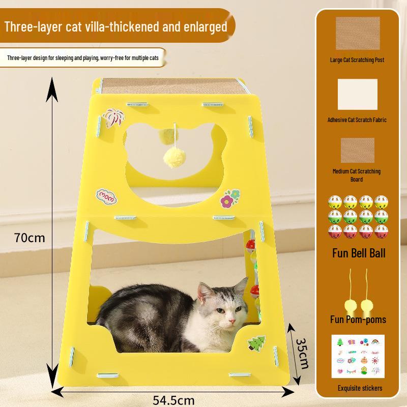 

Многофункциональная кошачья вилла: Игрушка для саморазвлечения с когтеточкой, туннелем, лежанкой и игровым комплексом для снятия скуки