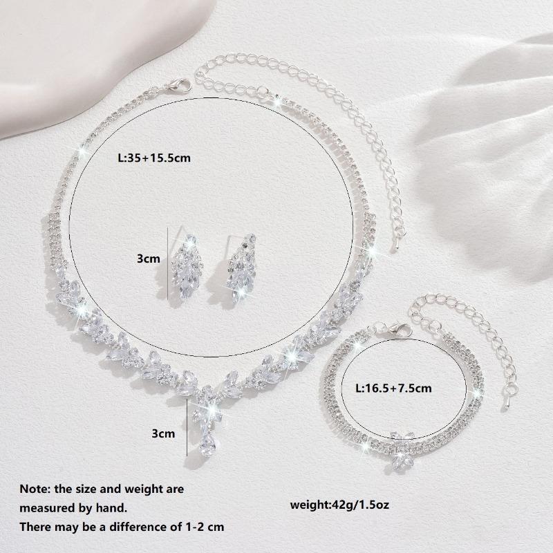 BLINGBAY Women's Jewelry Set Sweet Romantic Wedding Bridal Accessories Rhinestones Elegant Necklace Earrings Bracelet Set Women's Fairycore Jewelry