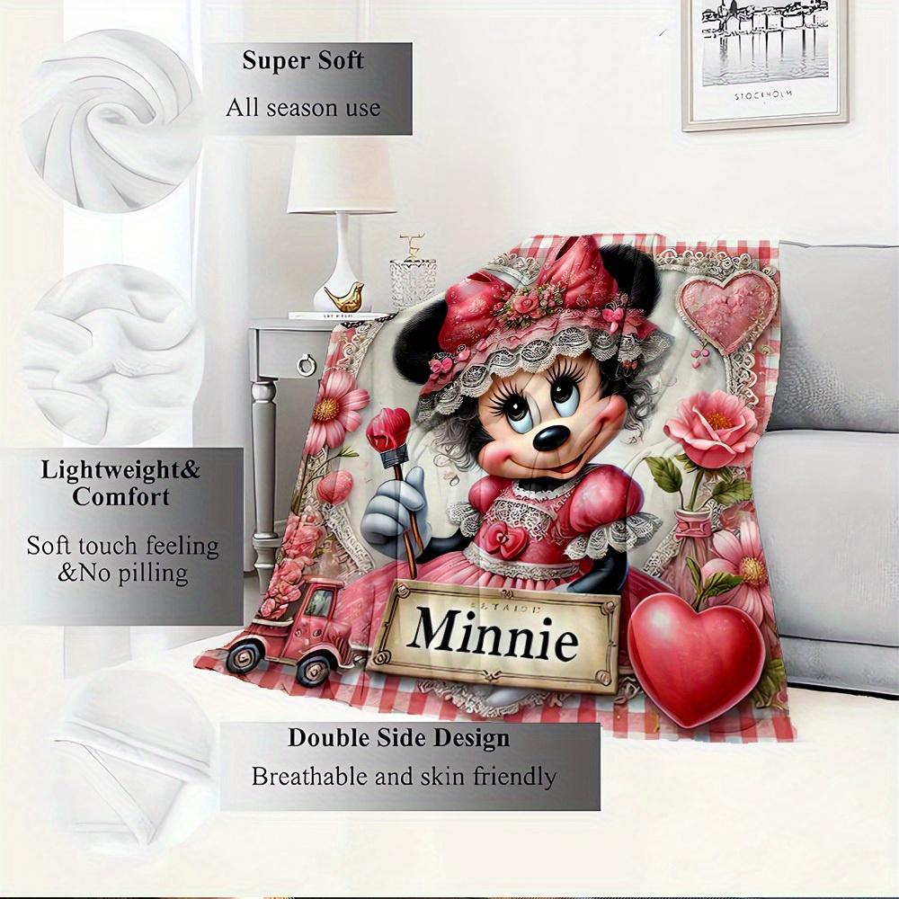 1pc flannel minnie mouse floral bedding throw blanket sofa cover gift home decoration plush warm cozy light throw blanket