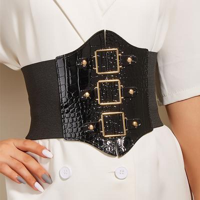 Ceinture décorative pour jupe femme, robe de printemps et d'automne, tailleur, manteau, élastique à la taille, large ceinture élastique