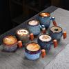 Kiln Change Ceramic Tea Cup with Wooden Handle Creativity Milk Cup Suitable for Office and Home