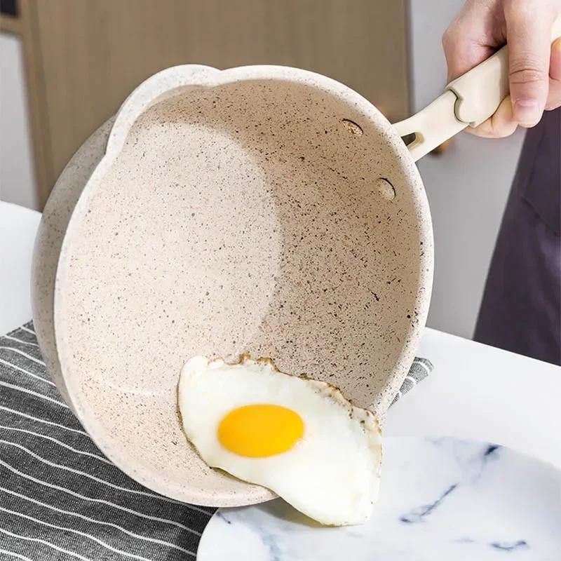 Bodenstarker Maifan-Stein Wok Antihaftbeschichtete Pfannen Bratpfanne mit Deckel Haushalts-Wok Kochgeschirr für Induktionsherd Küchenutensilien