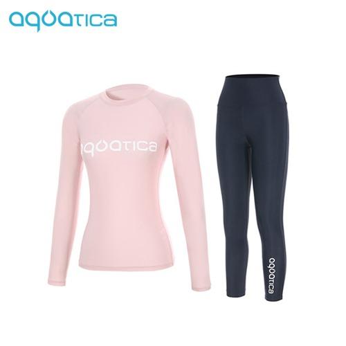 Akuatika Women'S Rash Guard Aqawts23007 + High-Waisted Water Leggings Nv Set