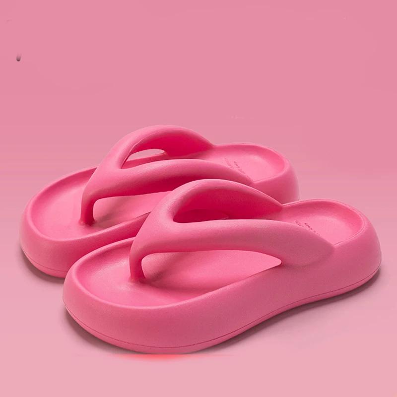 Fashion Thick bottom flip flops for women's summer 2025 new height increasing anti slip beach sandals beach slippers for outdoor wear
