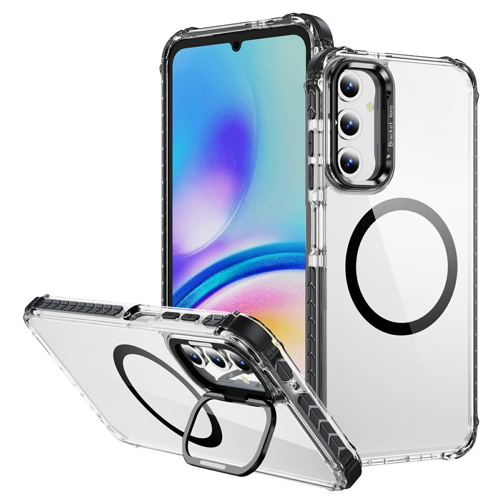 For Samsung Galaxy S25+ Clear Phone Case with Lens Kickstand Cover Compatible with MagSafe