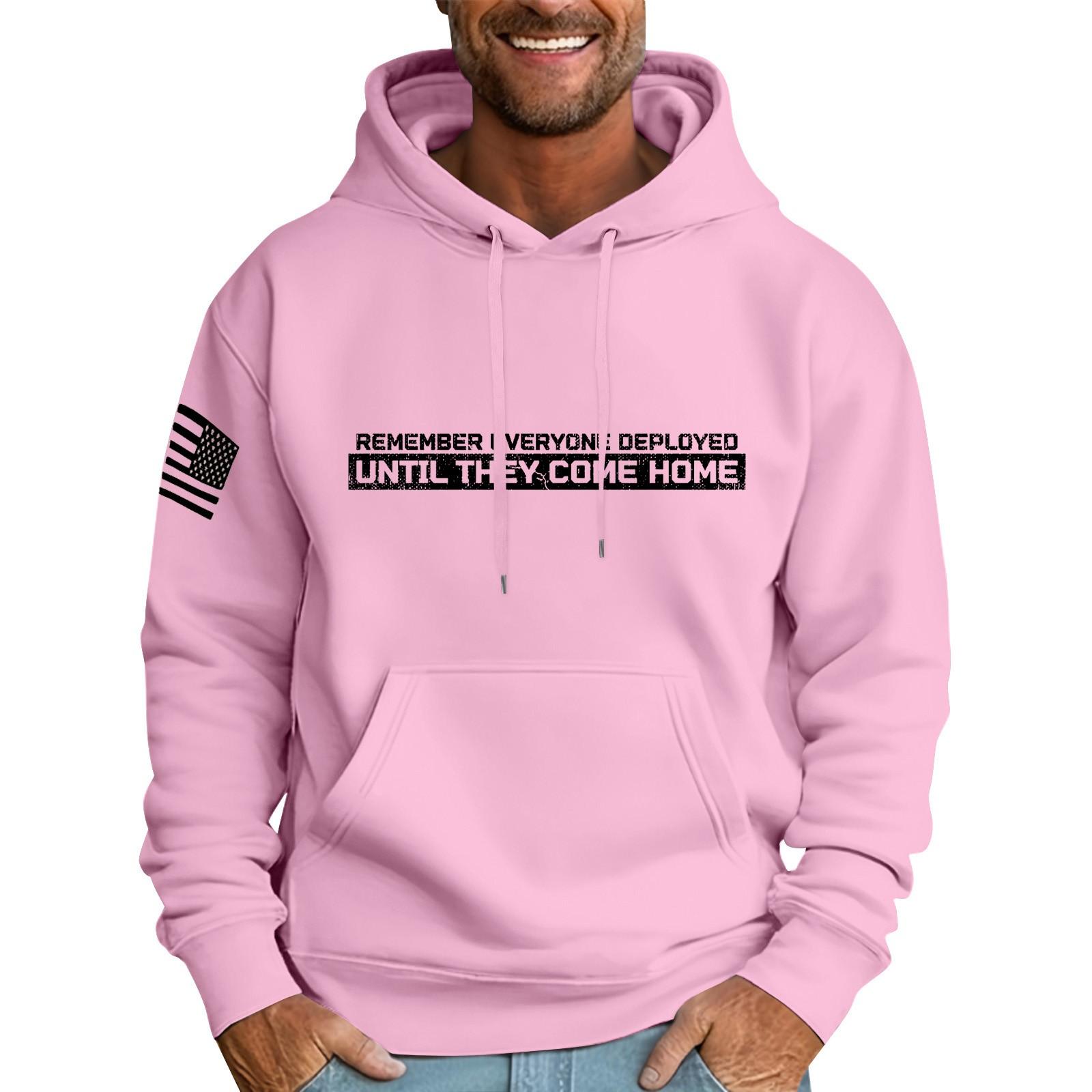 

Мужская свободная толстовка с капюшоном и принтом флага, мужская повседневная модная спортивная толстовка XXXL розовый