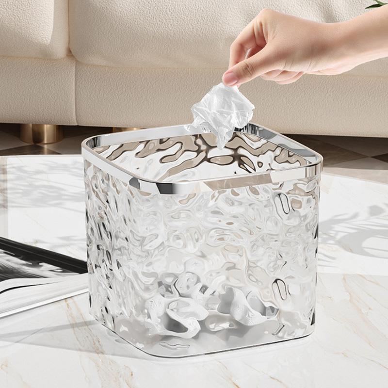 Press Type Mini Desktop Trash Can with Lid Desktop Paper Basket Car Waste Bins Small Storage Box for Jewelry Makeup