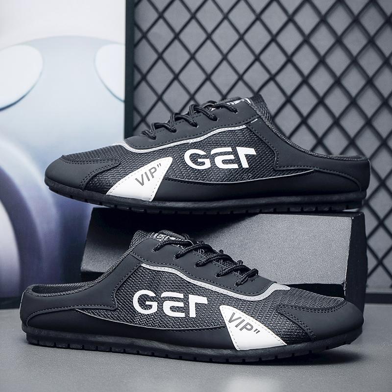 2024 Fashion men New Style lat-soled Wild Flat-bottomed Summer Thin Section Baotou Half Slippers Men Casual Shoes Zapatos Hombre