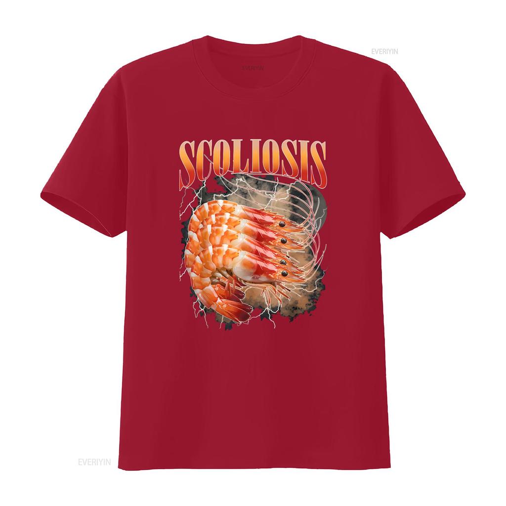 Scoliosis Shrimp T Shirt vintage Washed Versatile Top For Everyday Wear Stretched Comfortable Stylish Soft fashion Slightly