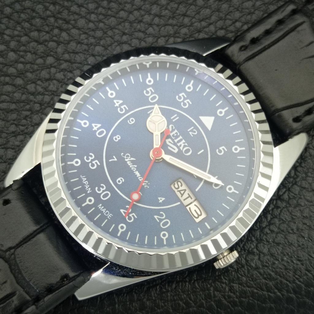 REFURBISHED SEIKO 5 AUTOMATIC 6309A VINTAGE JAPAN MENS BLUE DIAL WATCH a442924-1