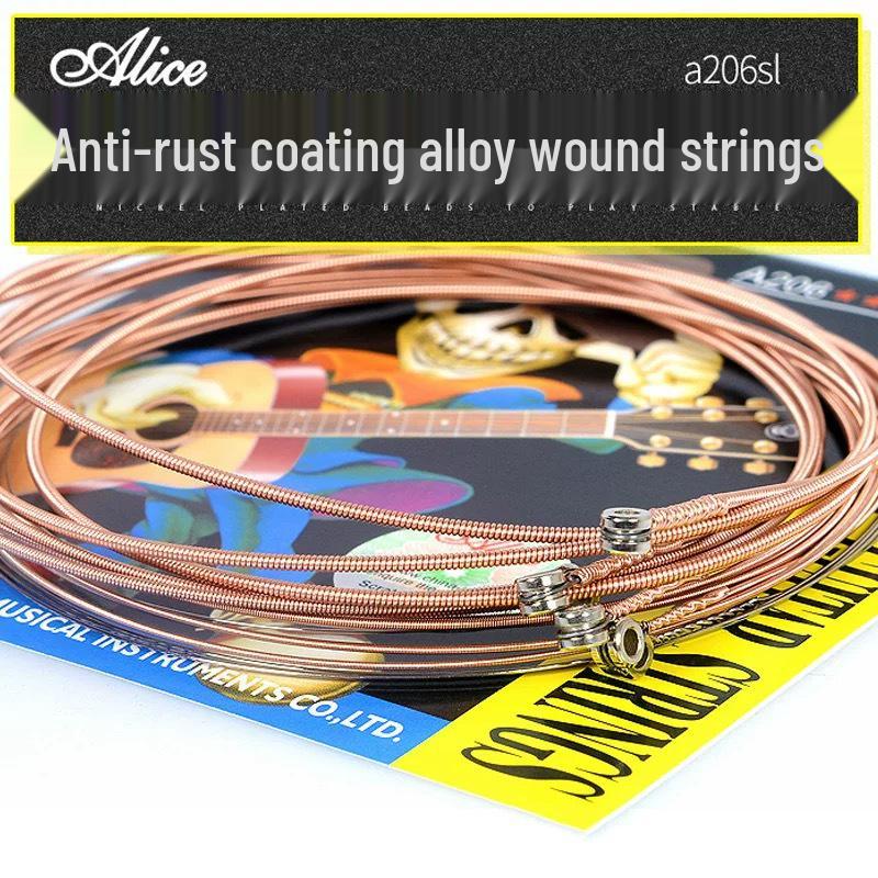 Alice A206SL Folk Acoustic Guitar Strings 123456 Full Set (011-052) for Beginners
