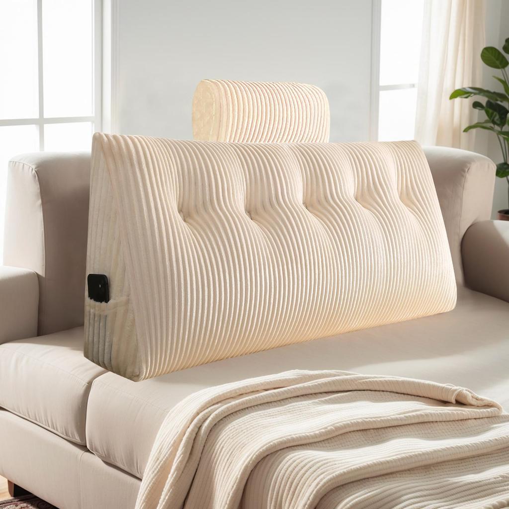Wedge Headboard Pillow Triangle Cushion Waist Support with Neck Pillow