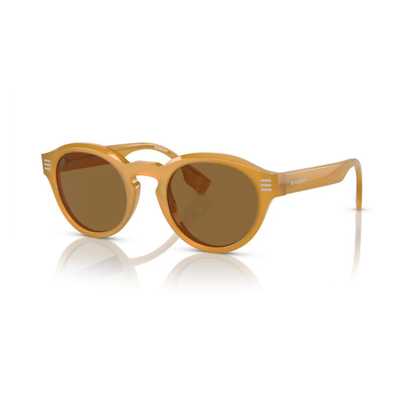 Burberry Temple Letter Acetyl Round Frame Sunglasses Men's Yellow
