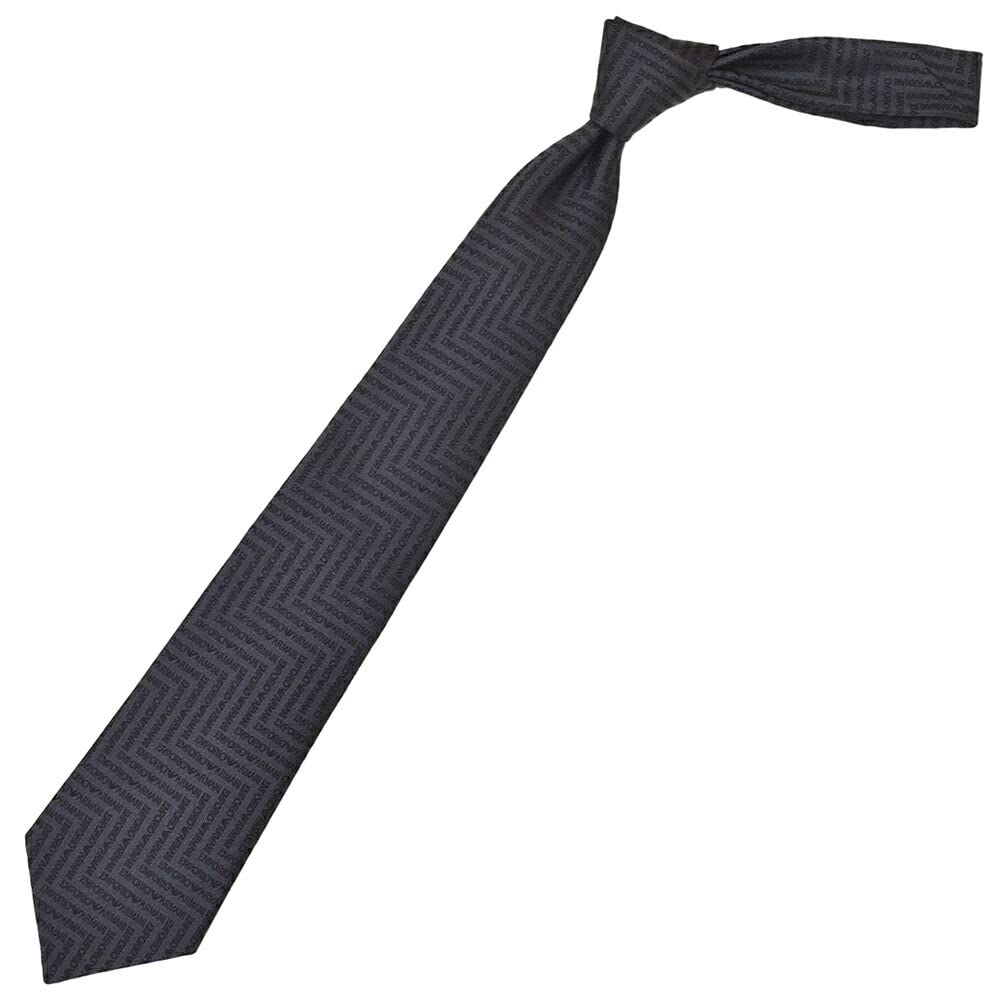 Emporio Armani Silk Tie with Brand Logo Blade eea23s006 Black (8.5cm Width) 3R604-00020