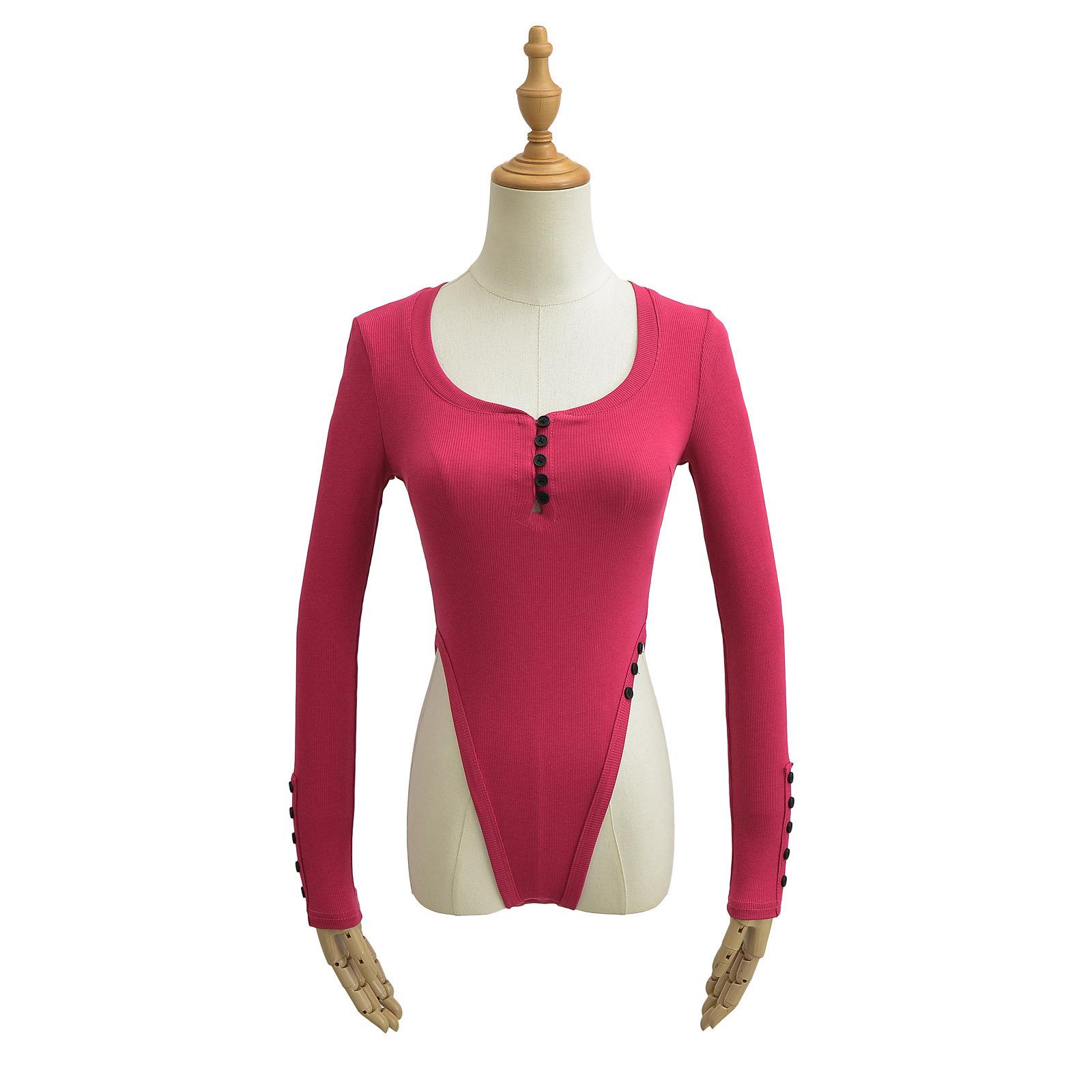 

Женский однобортный комбинезон из джерси с квадратным вырезом, однотонный, облегающий XL розы красного