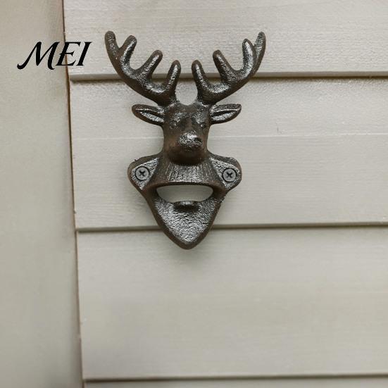 Animal Shape Bottle Opener Elk Cow Head Opener, Wall Mounted Beer Cap Heavy Duty Cast Iron Remover, Rustic for Home Bar, Industrial Decor