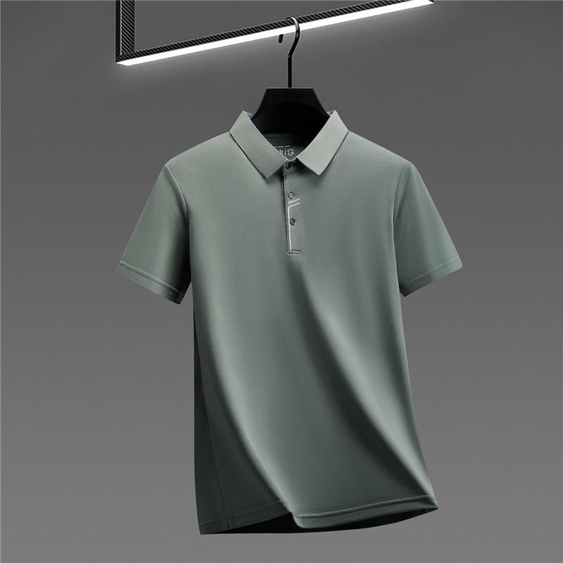 

Men s 2026 Ice Silk High-Neck Polo T-Shirt: Non-Iron, Short Sleeve, Summer Top Medium світло-зелений колір