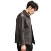 American Retro Men's Leather Leather Jacket Goatskin Short Lapel Pilot Leather Jacket Men's Jacket