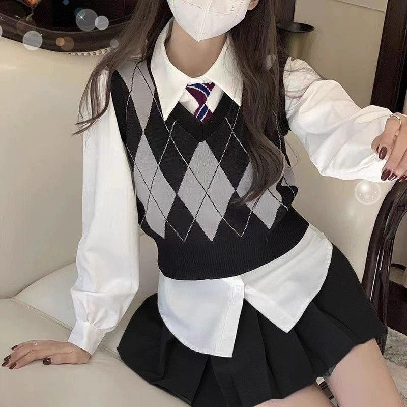 Waist-Cinching Slim White Academy Style JK Shirt for Spring and Autumn