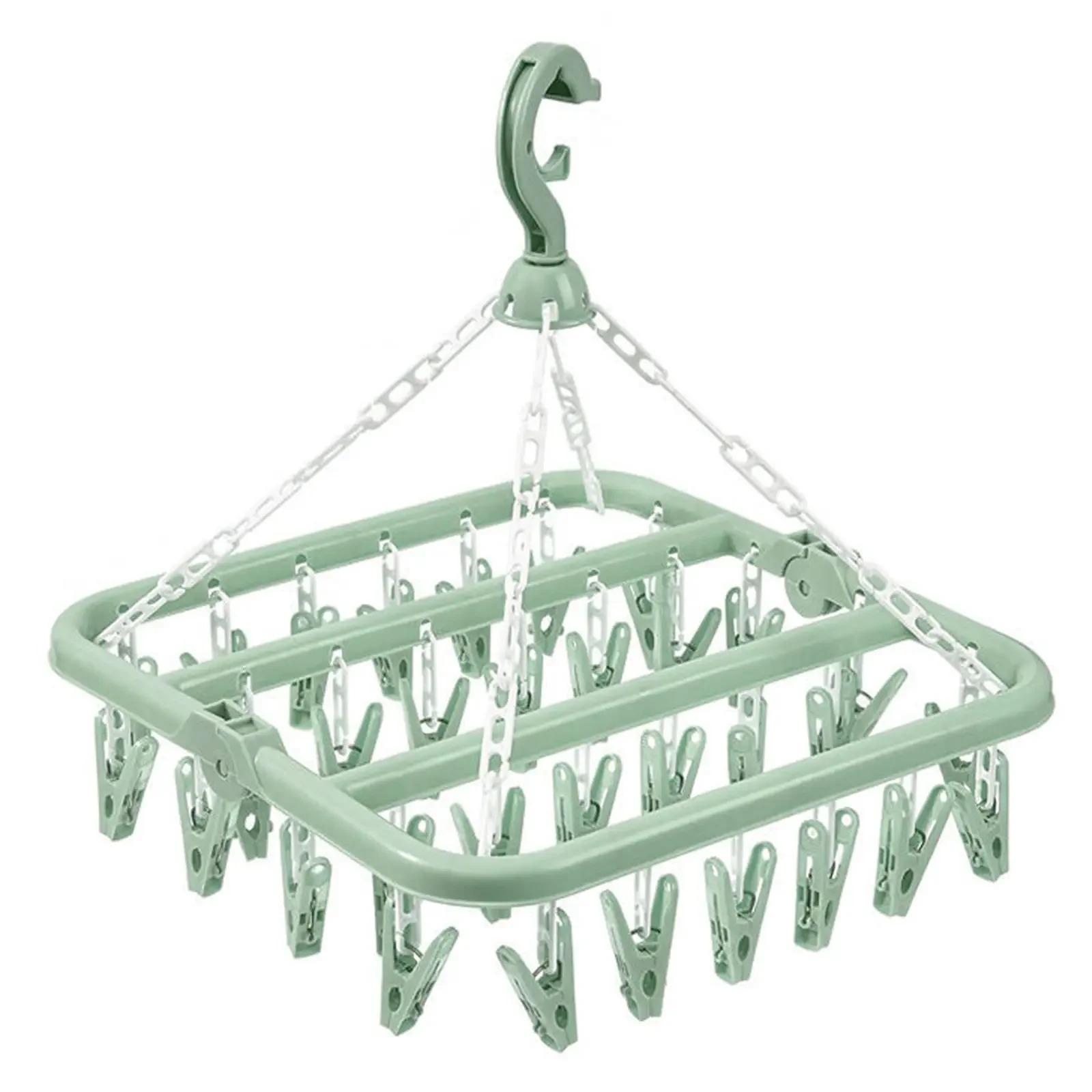 

1/3PCS Foldable Drip Hanger with 32 Clips - Plastic Hanging Drying Rack for Clothes Underwear Socks Suitable for Bedroom Balcony