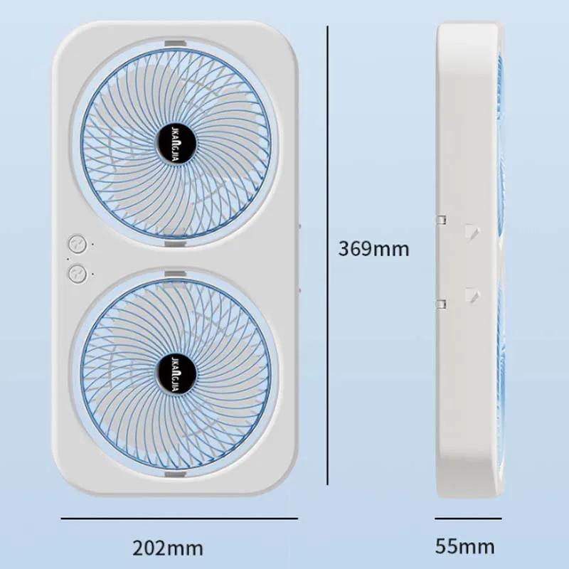 Dual Head Desk Fan with USB Charging Portable Wall Mounted Quiet Cooling Fan 3 Speed Adjustable for Dorm Room Home Office