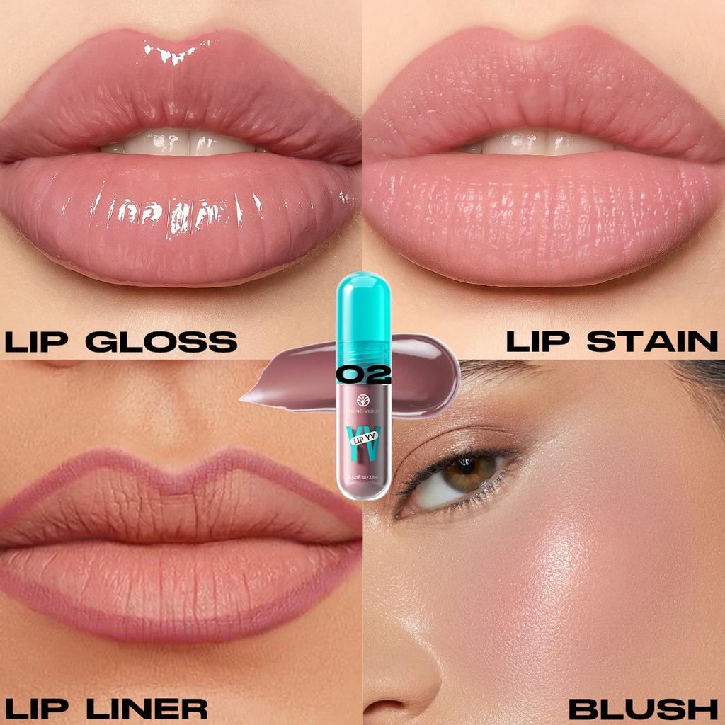 YOUNG VISION 6-Color Lip Gloss Avocado Moisturizing Lip Glaze Lightweight Non-Sticky Hydrating Smooth Pigmented