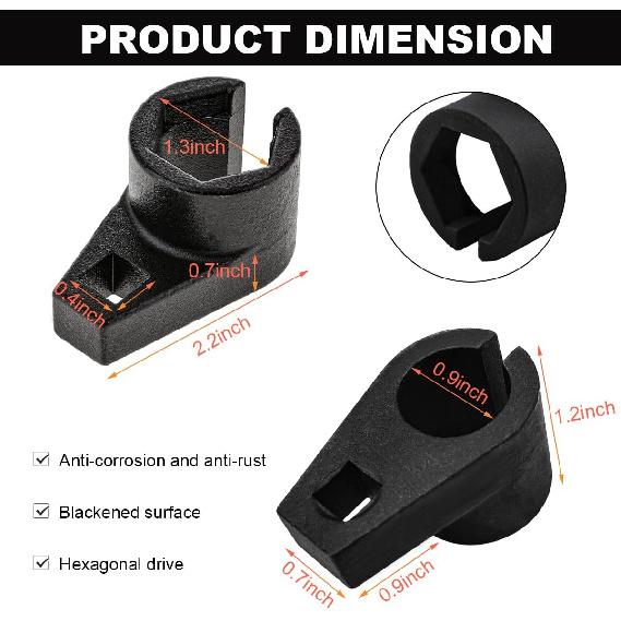 Oxygen Sensor Socket, 3/8-Inch Drive By 7/8-Inch 22Mm Oxygen Sensor Socket O2 Sensor Remover, Offset 6-Point Oxygen Sensor Socket Wrench For Most