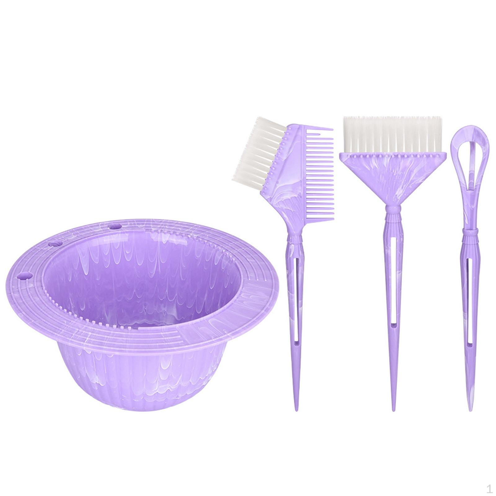 

Набор для окрашивания волос из 4 предметов: расческа, кисть, миска для смешивания, лопатка. Точное нанесение. ПП материал. Подходит. фиолетовый