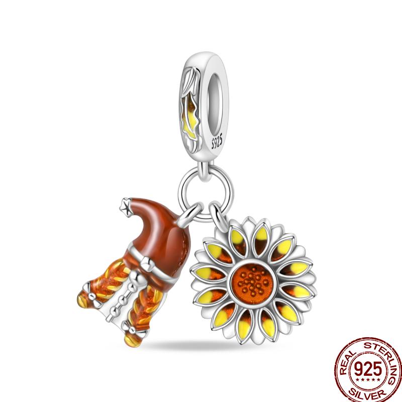 Copper Pumpkin Maple Leaf Squirrel Scarecrow Harvest Autumn Charm Beads Suitable For Pan Original Bracelet