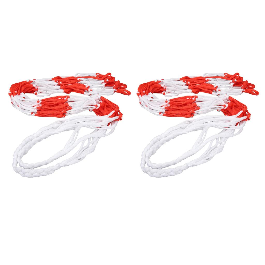 2PCS Large Sports Ball Bag Nylon Ventilate Red and White Basketball Net Bag for Holding Basketball Volleyball Baseball