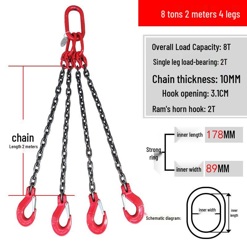 Double & Quad Hook Manganese Steel Chain Sling For Cranes & Forklifts