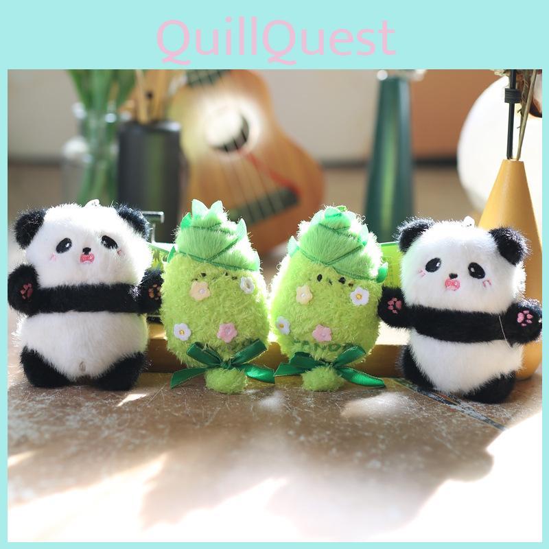Mini Bamboo Panda Plush Toy Keychain Stuffed Animal Backpack Charm For Girls Teens
