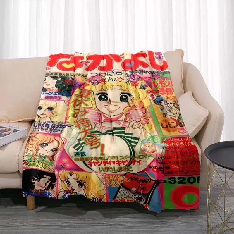 Candy Candy Anime Battaniye Kawaii Japon Anime Flanel Süper Yumuşak Sıcak Battaniye Ev İçin Dört Mevsim Yatak Odası Battaniyesi