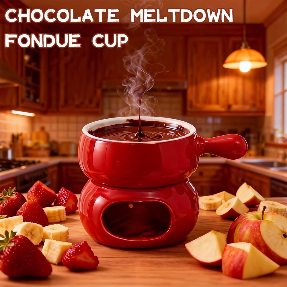 Chocolate Fondue Cup Ceramic With Forks Tealight Chocolate Melting Cup Mini Fondue Pot For Cheese Butter Heating Stove P1G1