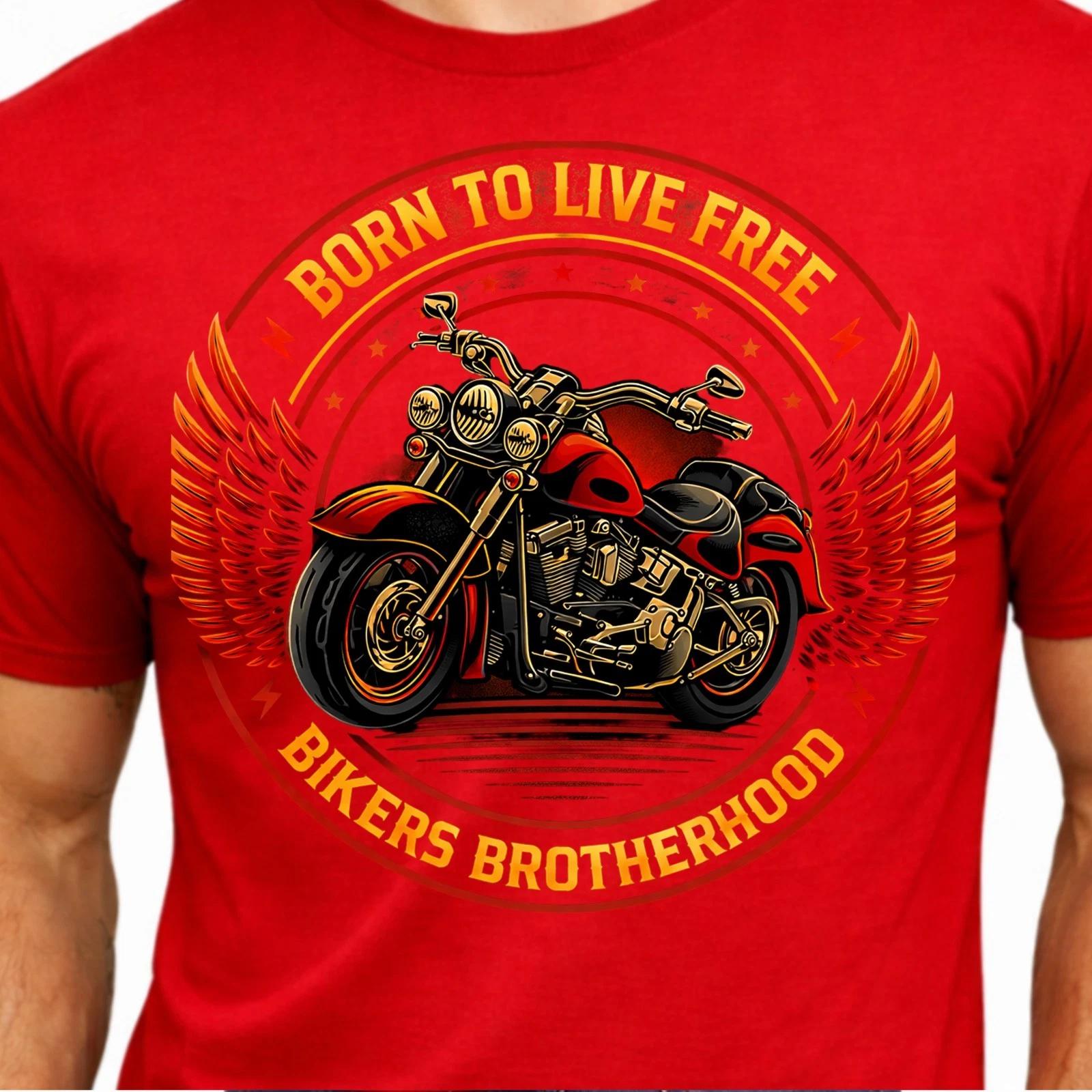 Biker Brotherhood Born To Live Free Graphic Motorcycle Wings Chopper Rider Tee. XL