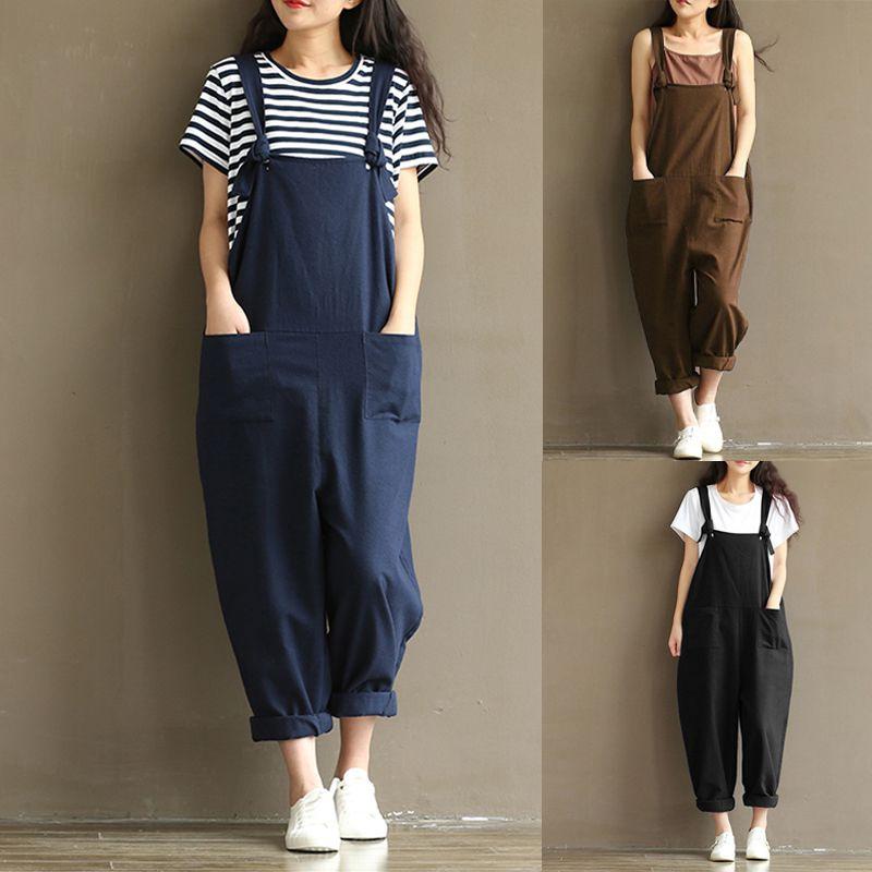 Stylish Womens Loose Jumpsuit With Comfortable Sleeveless Design And Wide Leg Fit