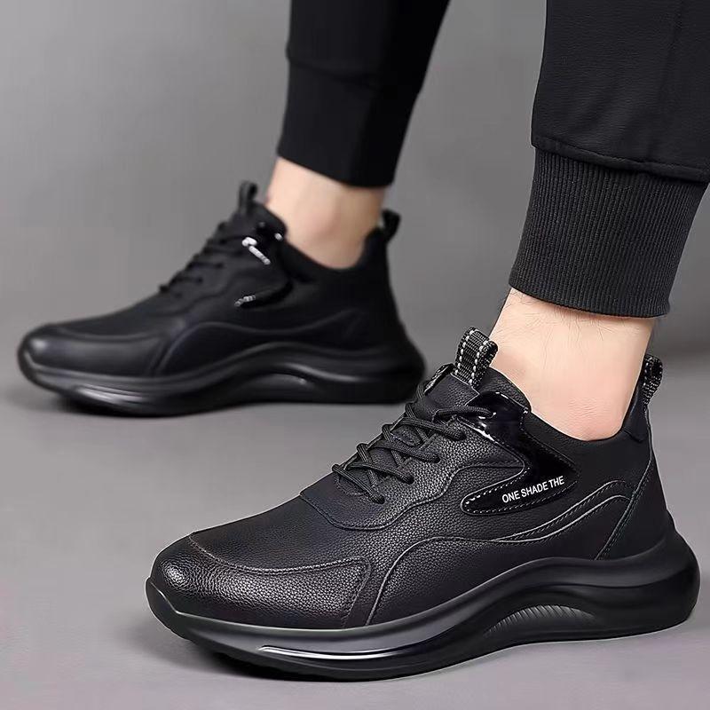 Men's shoes autumn and winter new waterproof leather surface light and comfortable casual shoes platform black sports shoes