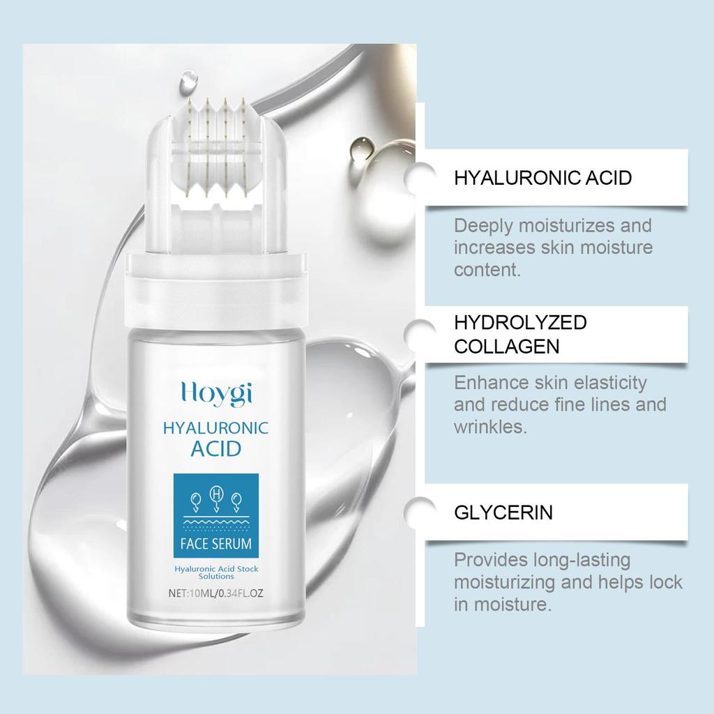 Hyaluronic Acid Facial Roller Serum, Hydrating Pore Minimizing Serum for Glowing Radiant Skin, Daily Moisturizing Face Care Roller Essence
