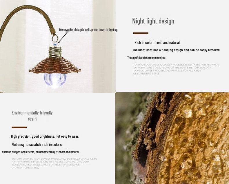 Forest Elf Cat Night Light Ornament - Japanese Resin Craft for Bedroom Decor, Perfect Student Birthday Gift