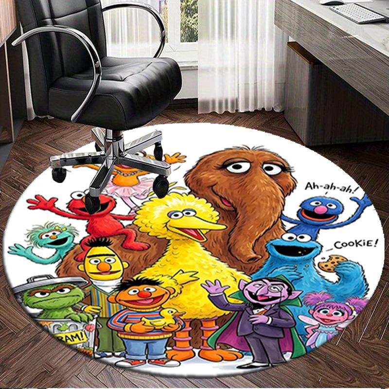 1PC Se-same Characters Round Rug, Non-slip Chair Mat, Home Decor, Circle Carpet Perfect for Office, Bedroom, Living Room,Christmas gift