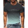 Summer Fashion Men's Clothing Trendy Design Gradient Color Letter Print T-Shirt Top Breathable Soft Short Sleeve Menswear