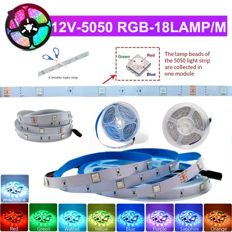 20M 12V Wifi Bluetooth Rgb Led Strip Lights APP Control Music Sync Remote Led Tape Lights Ac100-240V Adaper For Gaming Room