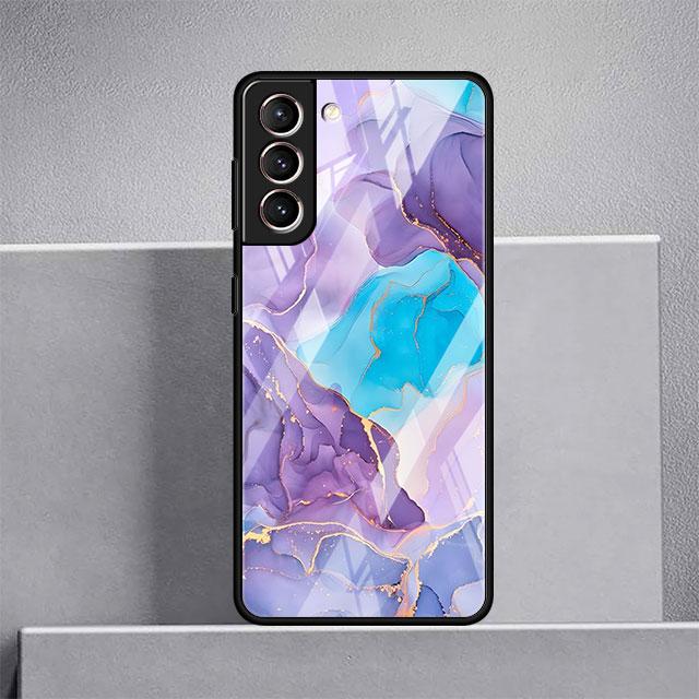 Luxus-Cool-Glashülle mit Marmormuster für Samsung Galaxy S22 S20 FE S21 Plus Telefonabdeckung S10 5G S9 Note 20 Ultra 10 Lite Shell