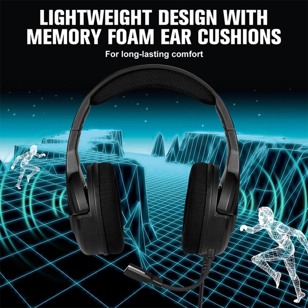 3.5mm Gaming Headset with Omnidirectional Microphone, Over Ear Game Headset with RGB Lighting, Volume Control for