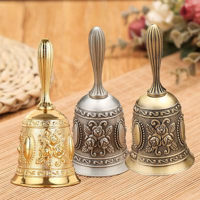 Exquisite Engraved Hand Dinner Bell Lotus Vintage Hand Bell Handbells Brass Call Bell  For Teacher