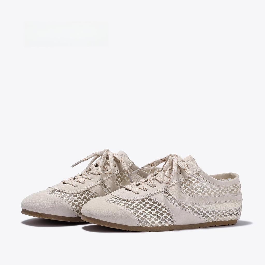 Mesh breathable German training shoes women's 2025 summer new white flat bottom super fire hollow Forrest Gump sports dad shoes women