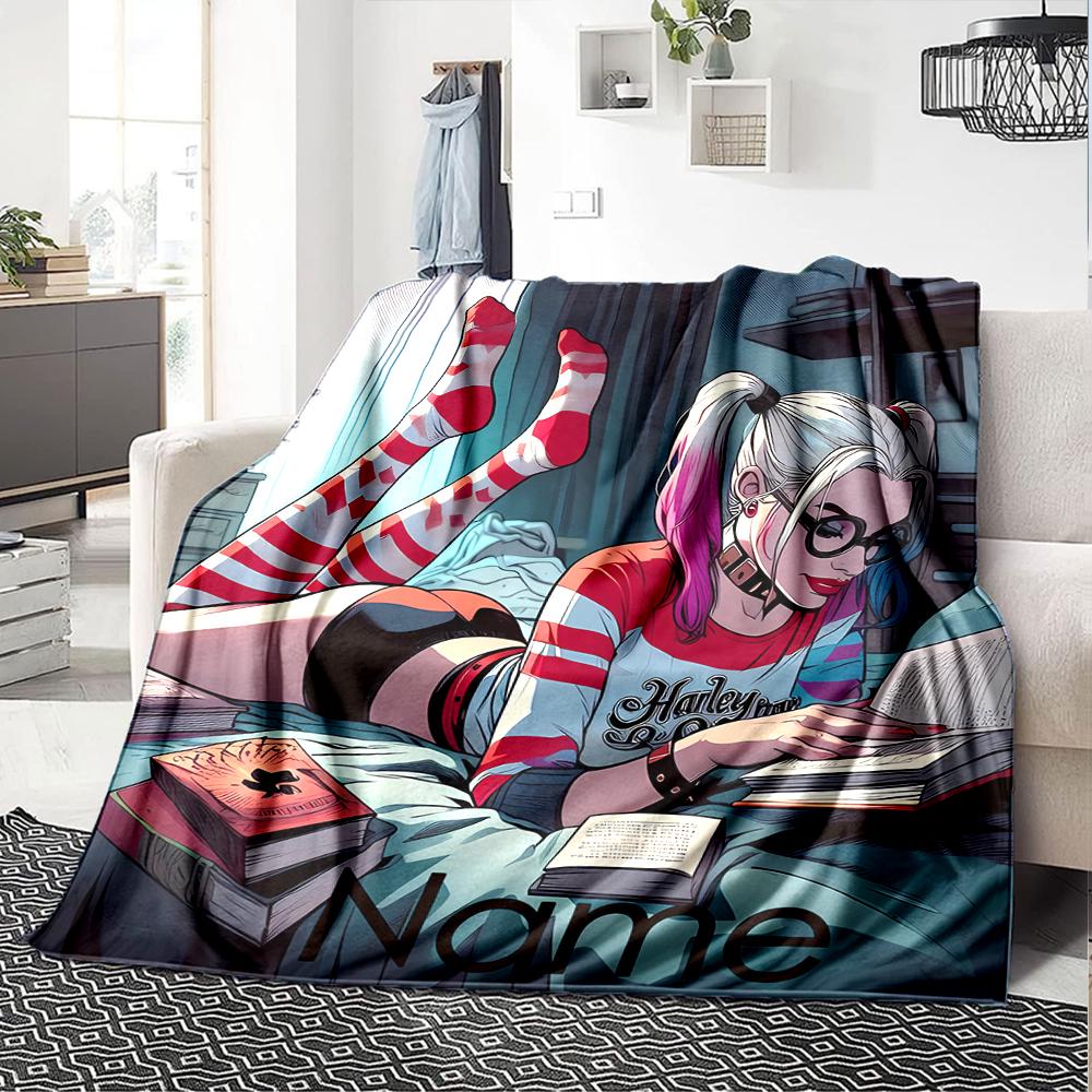 Customiz Name Personality Harley Quinn and the Joker Blanket Soft &Warm Sofa Office Bed Travel Lunch Break Blanket, Gift Suitable All Seasons