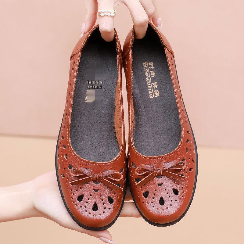 Spring Soft Sole Leather Sandals | Non-Slip Breathable Flats for Women & Seniors